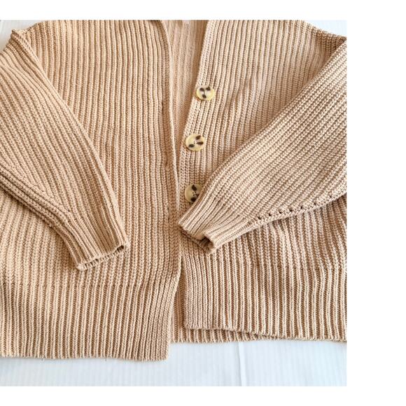 Free People “Swim Too Deep” Cardigan | Almond | Size Small | Cozy Oversized Knit - Picture 5 of 12